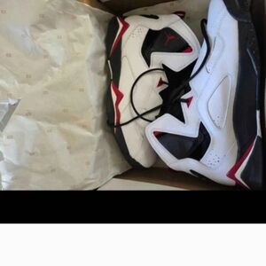 Jordan Athletic Shoes in White, Black, and Red